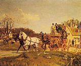 Wright Paintings - A Coach and Four Leaving an Inn by Gilbert Scott Wright